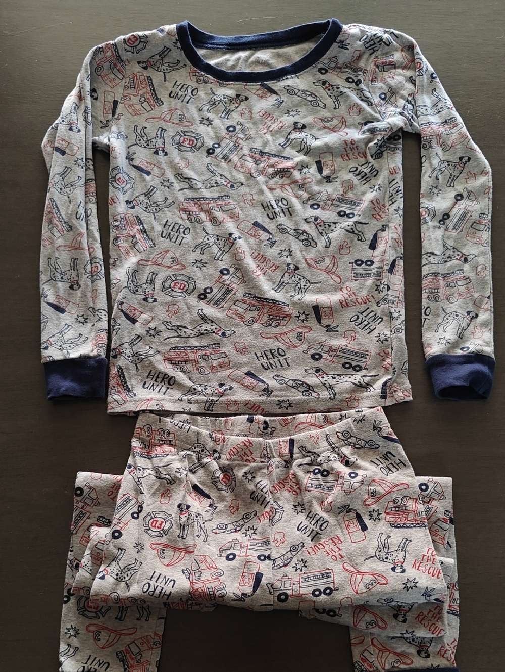 Gray Kids Fire Rescue Print Jogger Pants
